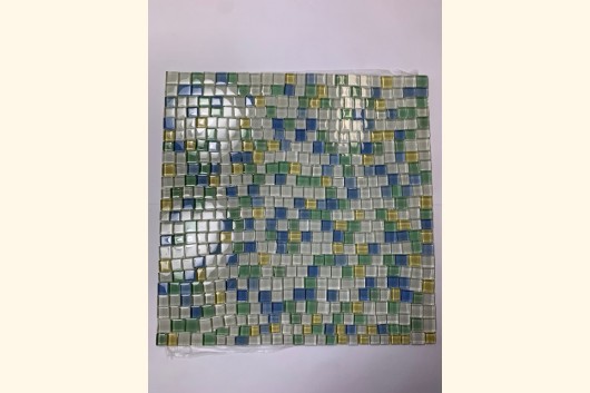 Glas Mosaik 1-1,5 MIX WEIß BLAU GRÜN GOLD 30x30 ~930g Y-Earth11
