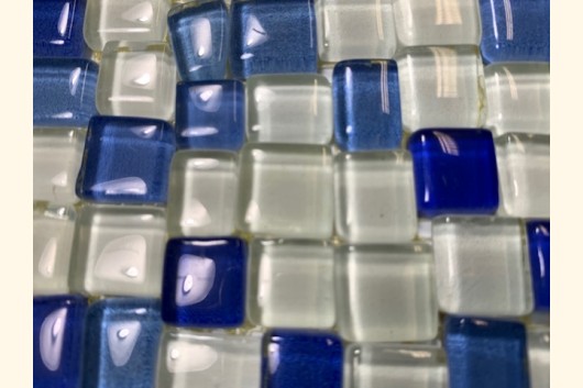 Soft Glas 1-1,5cm MIX WEIß BLAU D-BLAU Bordüre 9x30 ~220g Y-Eq33