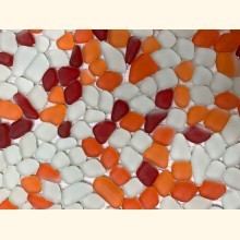 Glas Mosaik DROPS MATT MIX WEIß ROT ORANGE Netz ~750g Y-M-Roma30