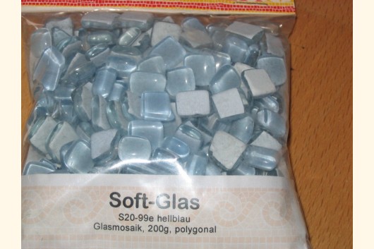 Soft Glas Polygonal hellblau 200g Mosaiksteine S20-99e
