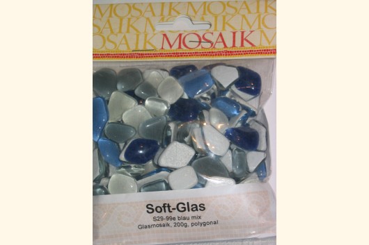 Soft Glas Polygonal blaumix 200g Mosaik S29-99e