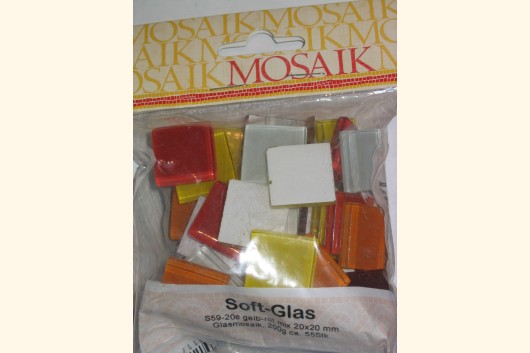 2x2 Soft Glas gelb-rot mix 55 Stk Mosaiksteine S59-20e
