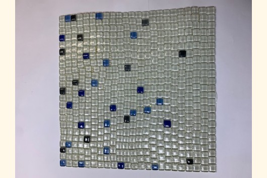 Glas Mosaik 1-1,5 MIX WEIß BLAU GRAU 30x30 ~930g Y-RV2-11