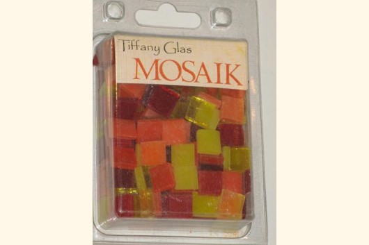 TIFFANY Glas Mosaik 1x1cm GELB-ROT-MIX T159-10e