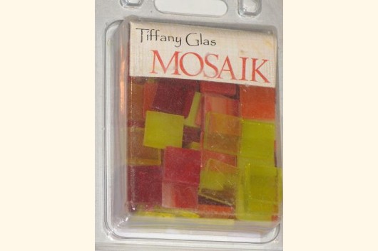 TIFFANY Glas Mosaik 1,5x1,5cm GELB-ROT-MIX T159-15e