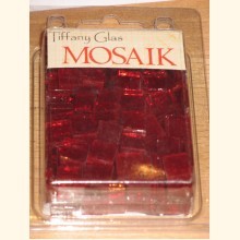 TIFFANY Glas Mosaik 1,5x1,5cm TRANSPARENT RUBIN rot T51-15