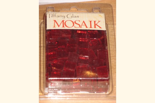 TIFFANY Glas Mosaik 1x1cm TRANSPARENT RUBIN rot T51